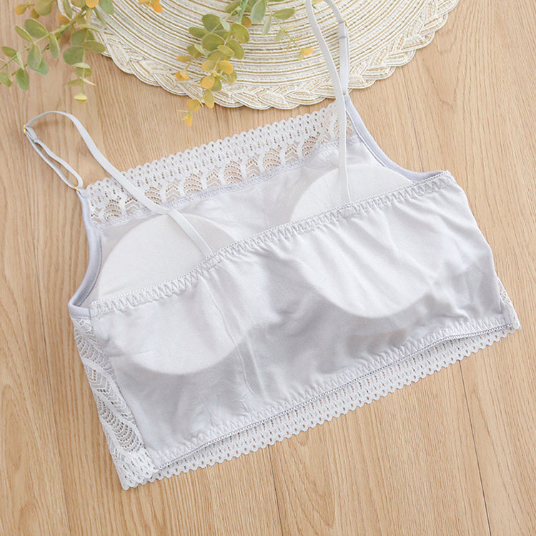 Wireless Simple Anti Emptied Tube Top Lace Mulberry Silk Bras [SKBR0072]