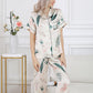 Pure Mulberry Silk Short Sleeves Notch Collar Pajamas Set [SKPA0045]