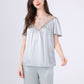 25Momme Pure Mulberry Silk Short Sleeves Round Collar Lace Pajamas Set [SKPA0058]