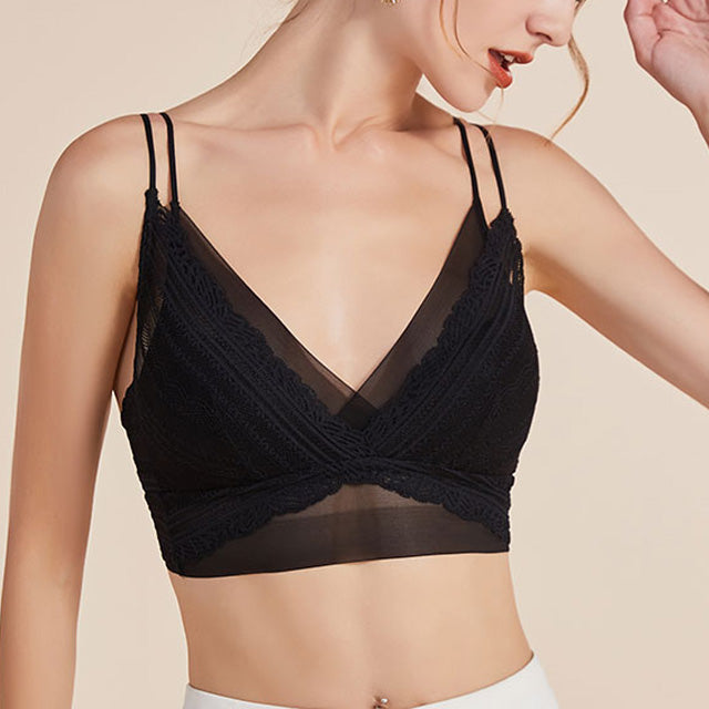 Wireless Sexy Breathable Triangle Lace Mulberry Silk Bras [SKBR0004]