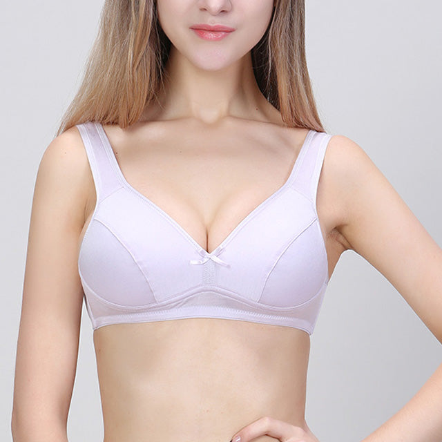 Wireless Simple Plus Size Breathable 3/4 Cup Mulberry Silk Bras [SKBR0027]