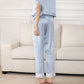 19Momme Pure Mulberry Silk Short Sleeves V Collar Pajamas Set [SKPA0061]