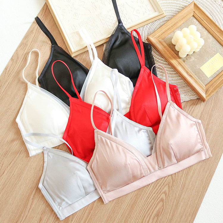Wireless Romantic Seamless Triangle Mulberry Silk Bras [SKBR0061]