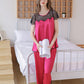 19Momme Pure Mulberry Silk Short Sleeves Round Collar Lace Pajamas Set [SKPA0014]
