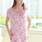 19Momme Pure Mulberry Silk Sweet Above Knee Printing Sleepshirt [SKSH0028]