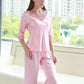 19Momme Pure Mulberry Silk Half Sleeves V Collar Lace Pajamas Set [SKPA0020]