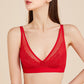 Wireless Romantic Gathered 3/4 Cup Lace Mulberry Silk Bras [SKBR0028]