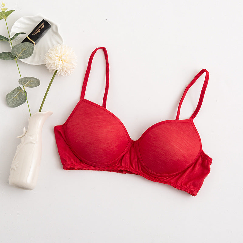 Wireless Simple Seamless 1/2 Cup Mulberry Silk Bras [SKBR0042]