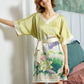 16Momme Pure Mulberry Silk Elegant Above Knee Printing Sleepshirt [SKSH0056]