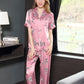 16Momme Pure Mulberry Silk Short Sleeves Notch Collar Printing Pajamas Set [SKPA0032]