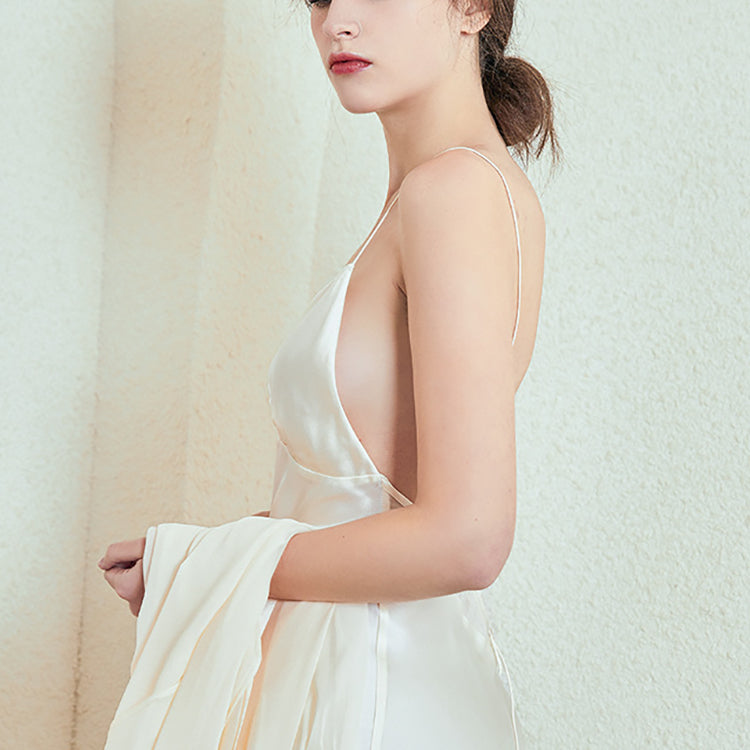 16Momme Pure Mulberry Silk Sexy Mini Backless Sleepshirt [SKSH0010]
