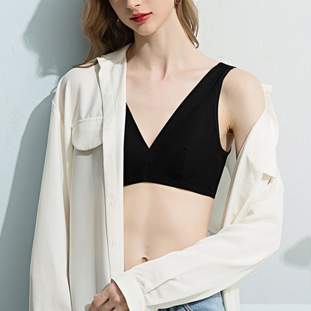 Wireless Elegant Seamless Breathable Triangle Mulberry Silk Bras [SKBR0043]