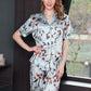 16Momme Pure Mulberry Silk Short Sleeves Notch Collar Printing Pajamas Set [SKPA0063]
