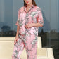 19Momme Pure Mulberry Silk Half Sleeves Notch Collar Printing Pajamas Set [SKPA0025]