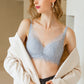 Wireless Romantic Gathered 3/4 Cup Lace Mulberry Silk Bras [SKBR0062]