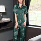 16Momme Pure Mulberry Silk Short Sleeves Notch Collar Printing Pajamas Set [SKPA0032]