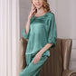 16Momme Pure Mulberry Silk Long Sleeves Round Collar Lace Pajamas Set [SKPA0037]
