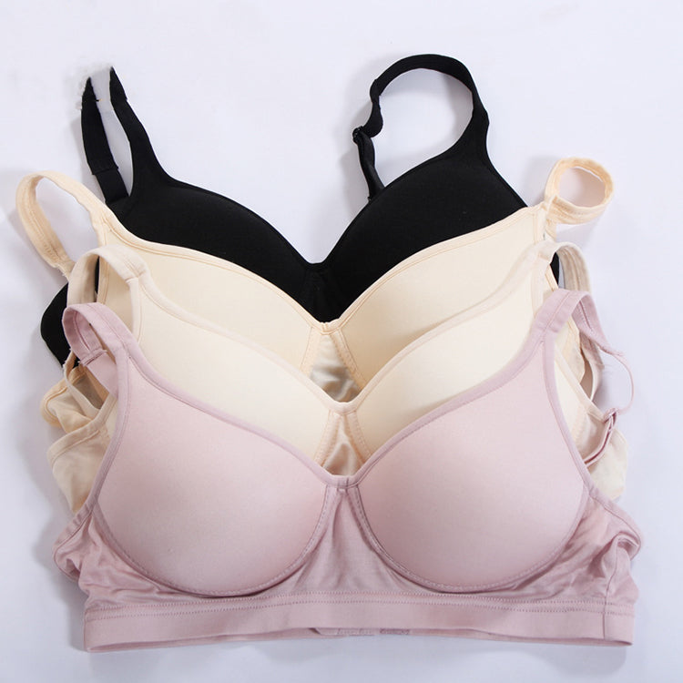 Wireless Simple Gathered 3/4 Cup Mulberry Silk Bras [SKBR0075]
