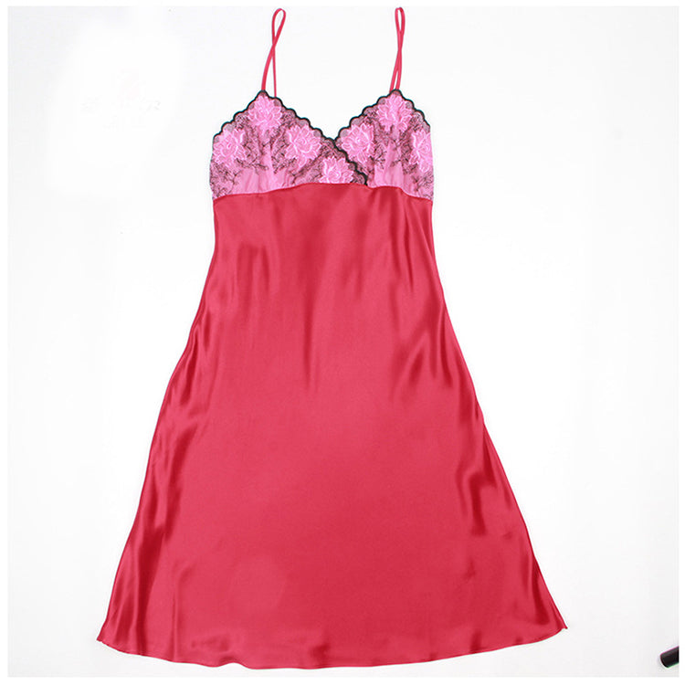 16Momme Pure Mulberry Silk Sexy Above Knee Lace Sleepshirt [SKSH0032]