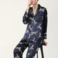 19Momme Pure Mulberry Silk Long Sleeves Notch Collar Printing Pajamas Set [SKPA0030]