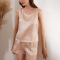 19Momme Pure Mulberry Silk Cap Sleeves Round Collar Pajamas Set [SKPA0012]