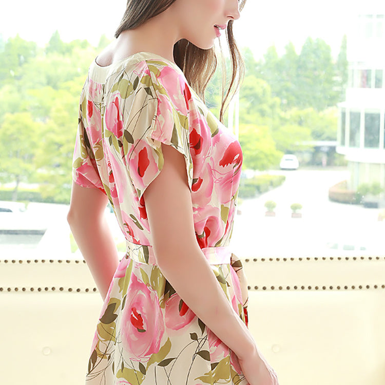 16Momme Pure Mulberry Silk Sweet Mini Printing Sleepshirt [SKSH0035]