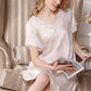 16Momme Pure Mulberry Silk Sexy Above Knee Lace Sleepshirt [SKSH0038]