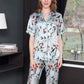16Momme Pure Mulberry Silk Short Sleeves Notch Collar Printing Pajamas Set [SKPA0063]