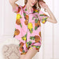 16Momme Pure Mulberry Silk Short Sleeves Notch Collar Printing Pajamas Set [SKPA0040]