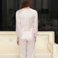 19Momme Pure Mulberry Silk Long Sleeves V Collar Lace Pajamas Set [SKPA0026]
