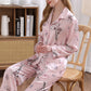 19Momme Pure Mulberry Silk Long Sleeves Notch Collar Printing Pajamas Set [SKPA0002]