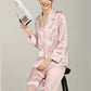 Pure Mulberry Silk Long Sleeves Notch Collar Printing Pajamas Set [SKPA0055]