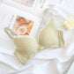 Wireless Cute Gathered 3/4 Cup Lace Mulberry Silk Bras [SKBR0067]