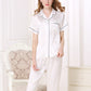 16Momme Pure Mulberry Silk Short Sleeves Notch Collar Pajamas Set [SKPA0034]