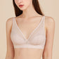 Wireless Romantic Gathered 3/4 Cup Lace Mulberry Silk Bras [SKBR0028]