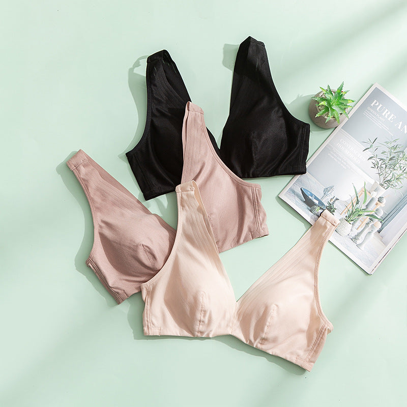 Wireless Elegant Seamless Breathable Triangle Mulberry Silk Bras [SKBR0043]