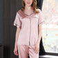 16Momme Pure Mulberry Silk Short Sleeves Notch Collar Pajamas Set [SKPA0043]