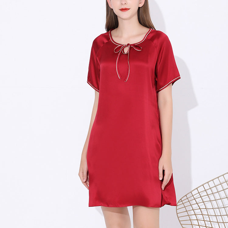 16Momme Pure Mulberry Silk Sweet Mini Printing Sleepshirt [SKSH0050]