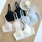 Wireless Romantic Gathered 3/4 Cup Lace Mulberry Silk Bras [SKBR0062]