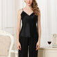 19Momme Pure Mulberry Silk Strap V Collar Pajamas Set [SKPA0048]