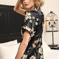 Pure Mulberry Silk Short Sleeves Notch Collar Printing Pajamas Set [SKPA0052]