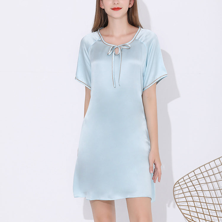 16Momme Pure Mulberry Silk Sweet Mini Printing Sleepshirt [SKSH0050]