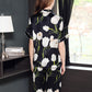Pure Mulberry Silk Short Sleeves Notch Collar Printing Pajamas Set [SKPA0053]
