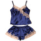 16Momme Pure Mulberry Silk Strap V Collar Lace Pajamas Set [SKPA0041]