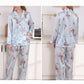 19Momme Pure Mulberry Silk Long Sleeves Notch Collar Printing Pajamas Set [SKPA0002]