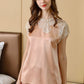 30Momme Pure Mulberry Silk Short Sleeves Round Collar Lace Pajamas Set [SKPA0049]