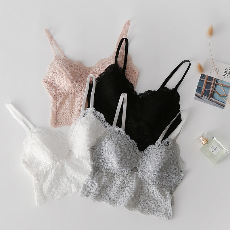 Wireless Sexy Sport Anti Emptied Tank Top Lace Mulberry Silk Bras [SKBR0034]