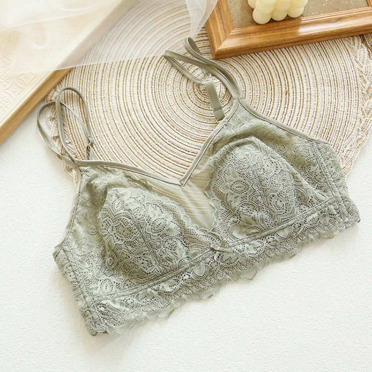 Wireless Sexy Gathered Tube Top Lace Mulberry Silk Bras [SKBR0070]