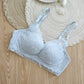 Wireless Romantic Gathered 3/4 Cup Lace Mulberry Silk Bras [SKBR0062]