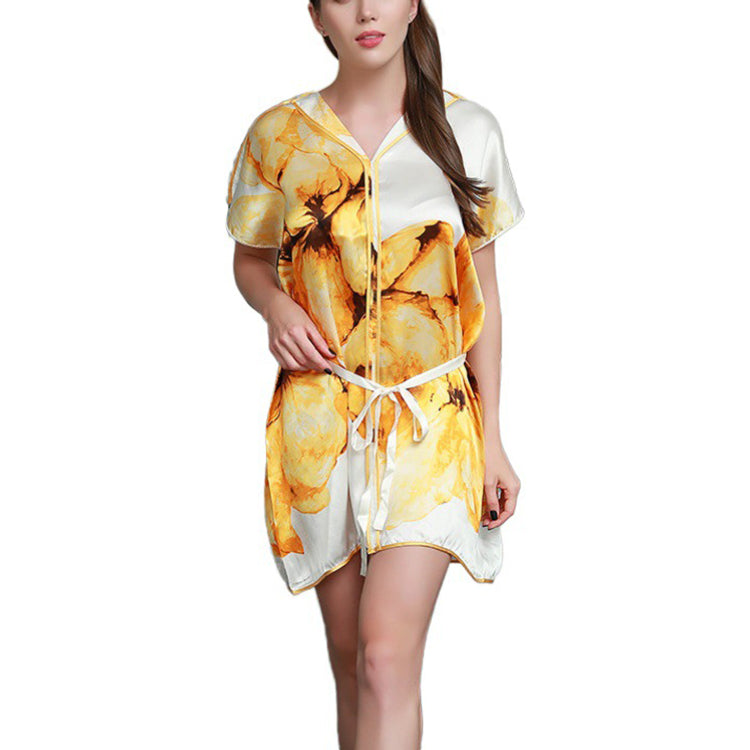 16Momme Pure Mulberry Silk Elegant Mini Printing Sleepshirt [SKSH0024]